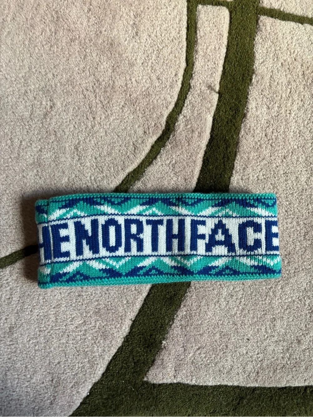 Supreme North Face Teal & Blue Knit Logo Ski Headband